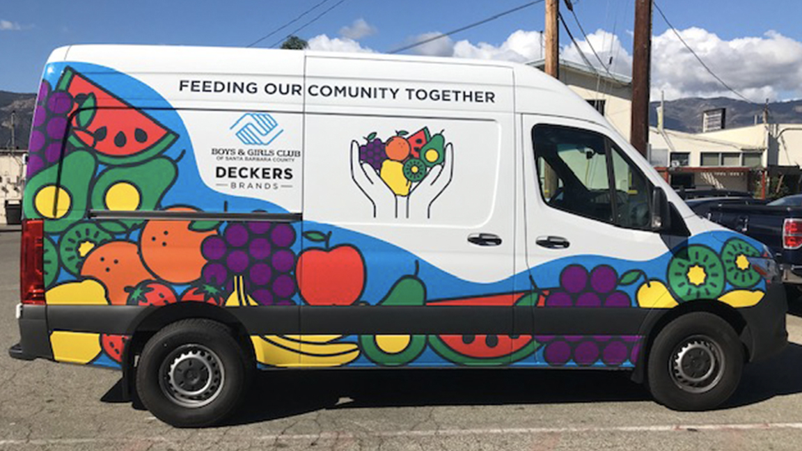 sprinter van with fruit and vegetables graphic